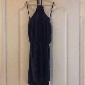 Navy Halter Romper Dress